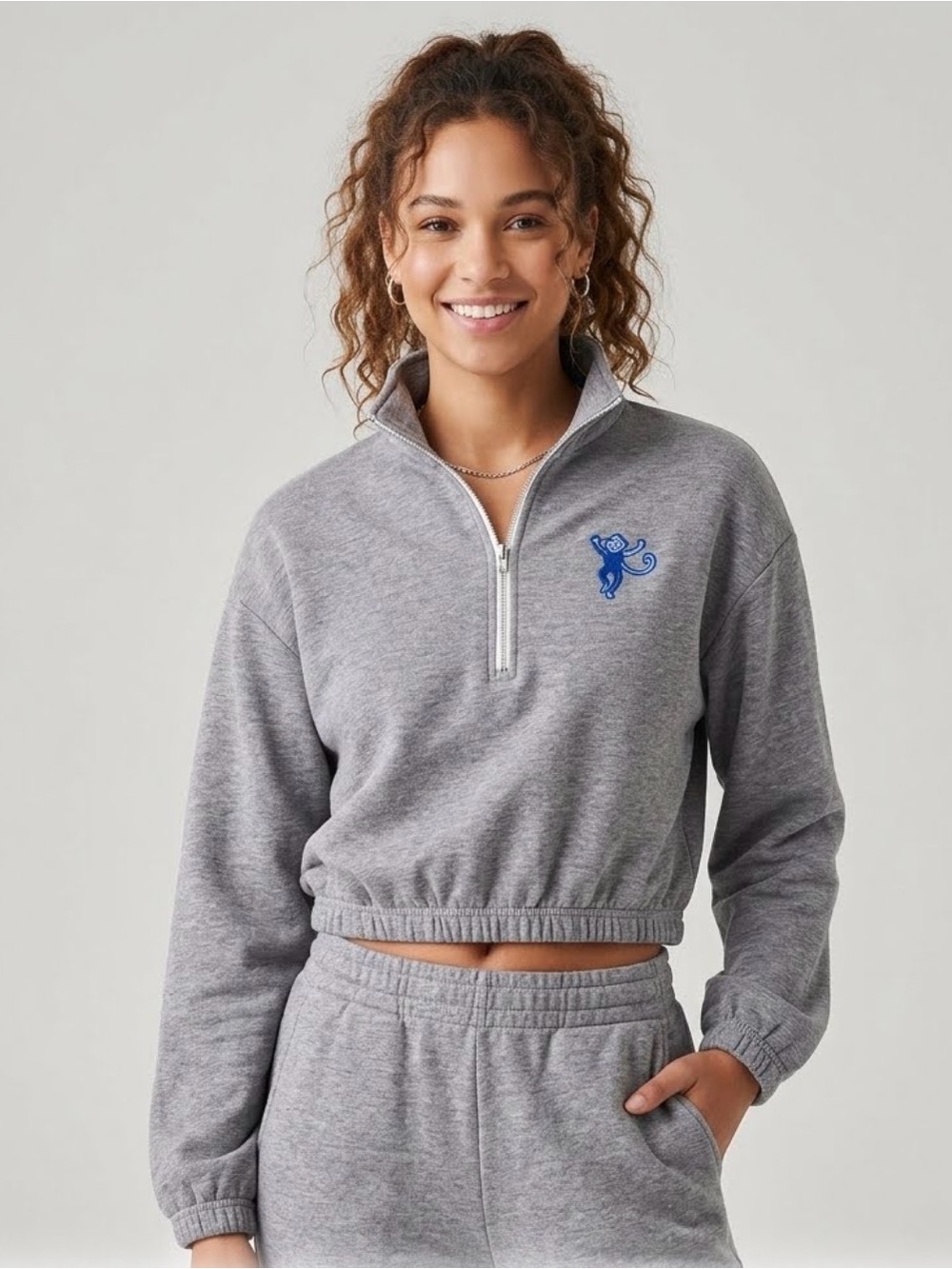 Roller Rabbit Monkey Puff Half Zip Sweatshirt - XS